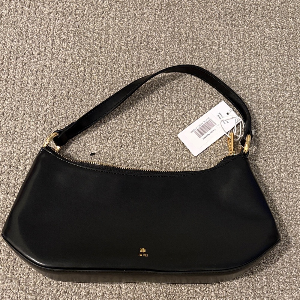 JW PEI Black Shoulder Bag with Gold Accents